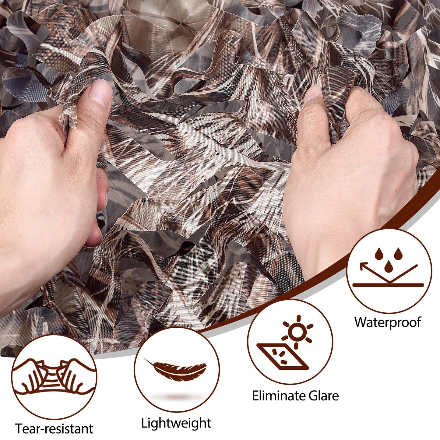 Yeacool Camo Netting Camouflage Netting Bulk Roll Burlap Camo Tarp Sunshade Net for Hunting Gear Blind Material Deer Bird Watching(Dry Grass, 4.9ftx26.2ft, 1.5m*8m)