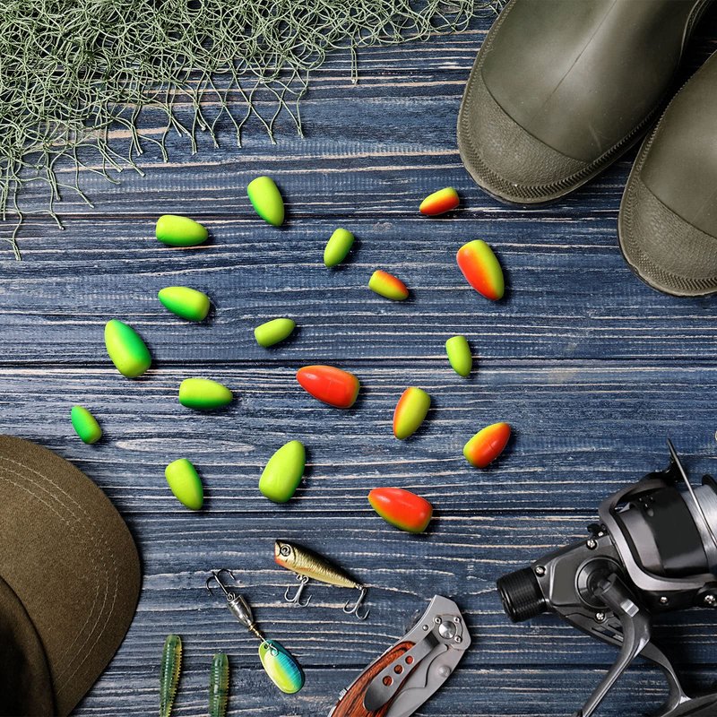 Skylety 60 Pieces Foam Floats Bullet Fishing Foam Snell Floats Pompano Rigs Oval Fly Fishing Strike Indicators for Trout Catfish Walleye(Yellow Green, Red Yellow)