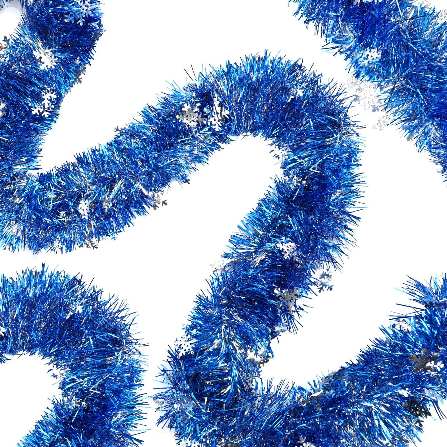 MARFOREVER Blue Snowflake Tinsel Garland Winter Wonderland Decorations, Winter Metallic Twist Garland for Winter Holidays New Year Weddings Party Home Wall Classroom Hanging Decor, 3 Pcs 19.7 FT