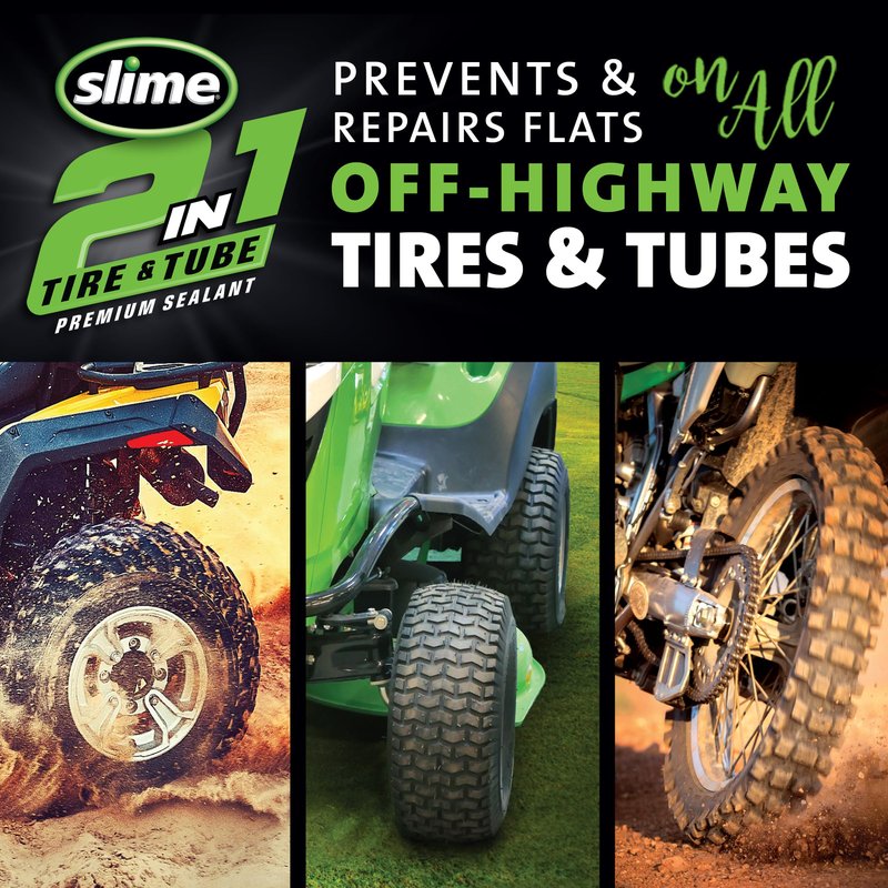 Slime 10193 Tire and Tube Sealant Puncture Repair Sealant, 2-in-1, Premium, Prevent and Repair, Suitable for Non-Highway Tires and Tubes, Non-Toxic, Eco-Friendly, 16oz Bottle