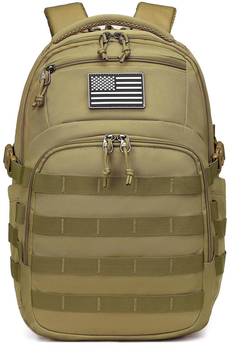 Wotony Military tactical backpack, backpack for men black small tactical assault bag (Khaki, 20 inch)