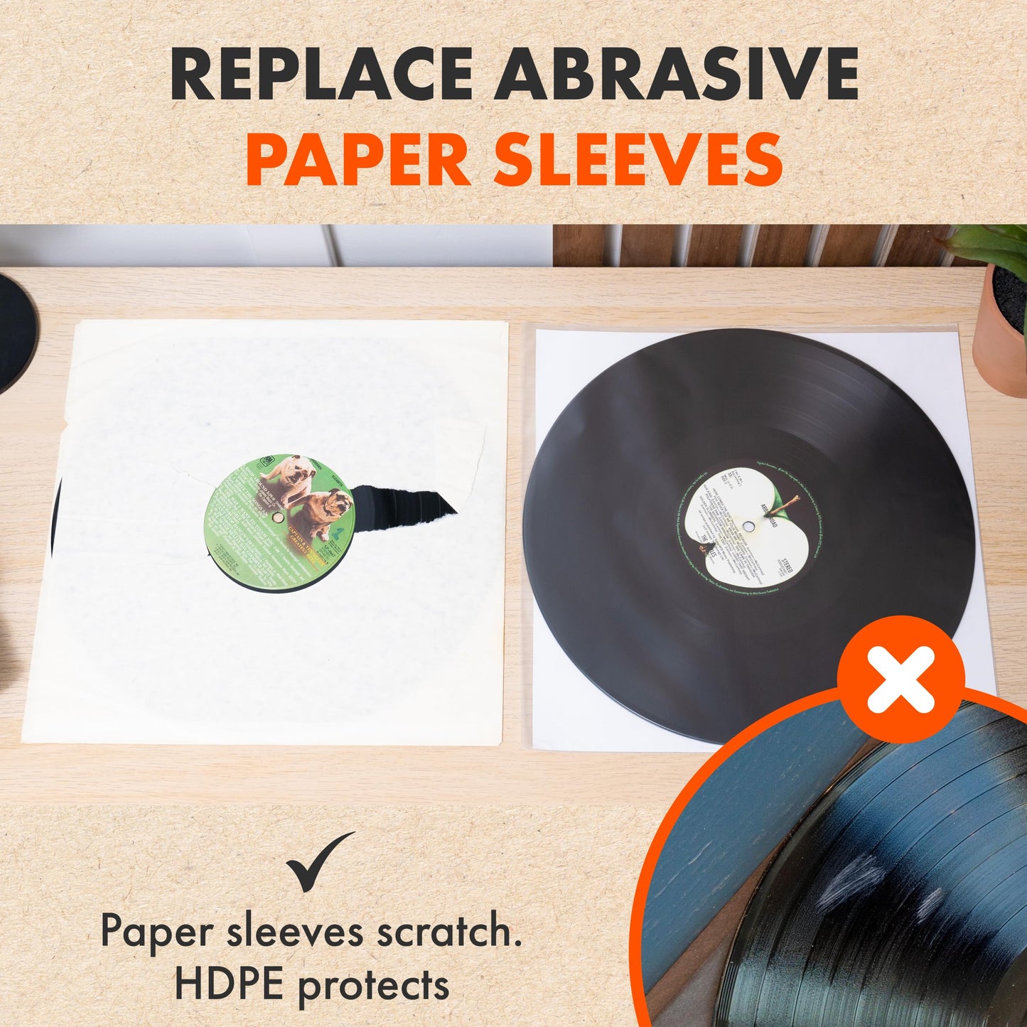 100x 12 Inch Anti Static Inner Vinyl Record Sleeves | Audiophile Poly Lined Plastic Protective Album LP Sleeve | Replaces Paper Sleeves & Fits Inside Cardboard Inners | Archival Quality Triple Ply