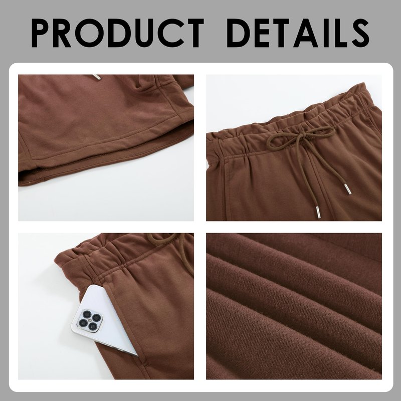 EZPERY Womens Summer Sweat Shorts Cotton French Terry Drawstring Workout Casual Lounge Shorts with Pockets Caramel