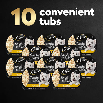 Cesar Simply Crafted Adult Wet Dog Food Meal Topper, Chicken, 1.3 oz. (10 Count, Pack of 1)