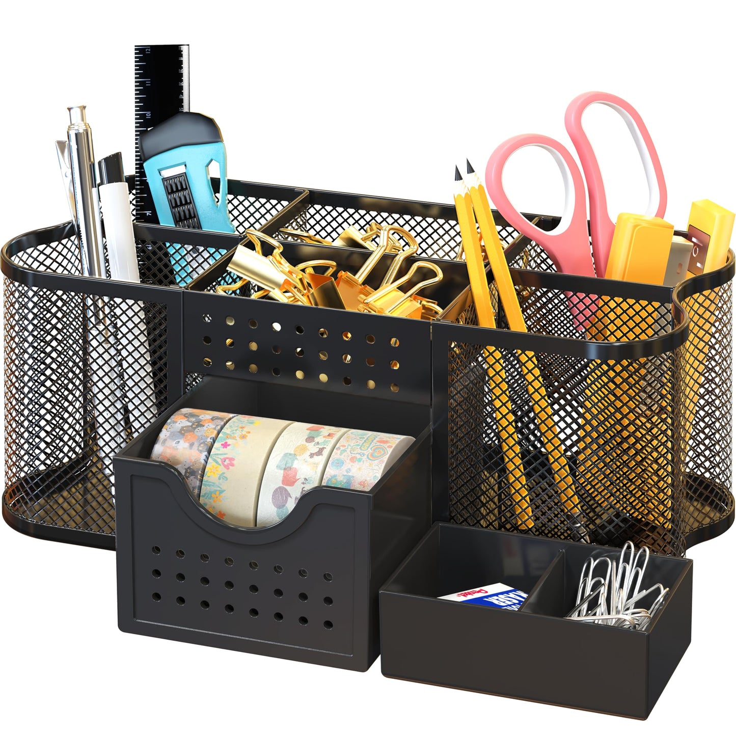 Deco Brothers Desk Organizers Pen Holder Office Caddy Storage, Black