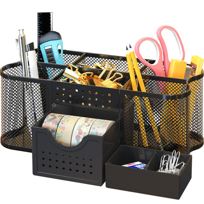 Deco Brothers Desk Organizers Pen Holder Office Caddy Storage, Black