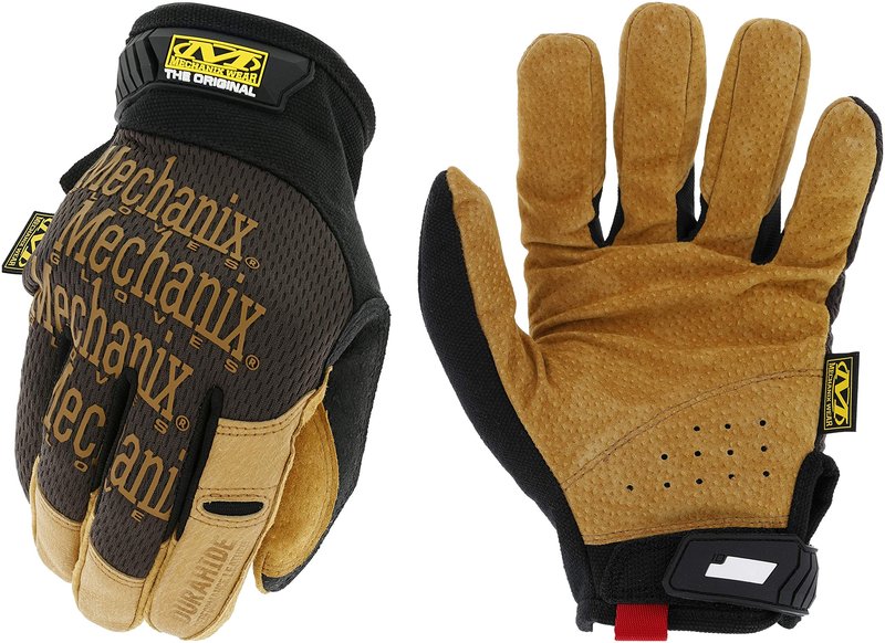 Mechanix Wear Original Leather Gloves - Durable Synthetic Leather Gloves for Protecting Hands - Comfort Fit - Breathable - Abrasion Resistant - Machine Washable - Brown/Black - Large