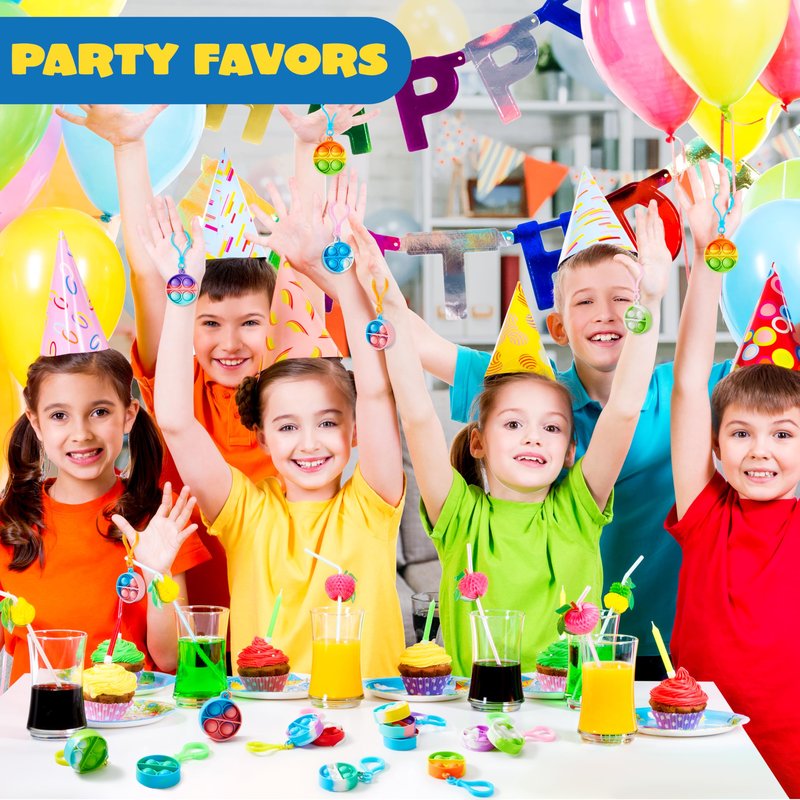 JOYIN Round Pop Fidget Keychain 30 Pack Pop Fidget Toys Bulk Party Favors for Kids 4-8,8-12 Years, Birthday Goodie Bags Stuffers Back to School Gifts for Students Classroom Prizes Sensory Toys