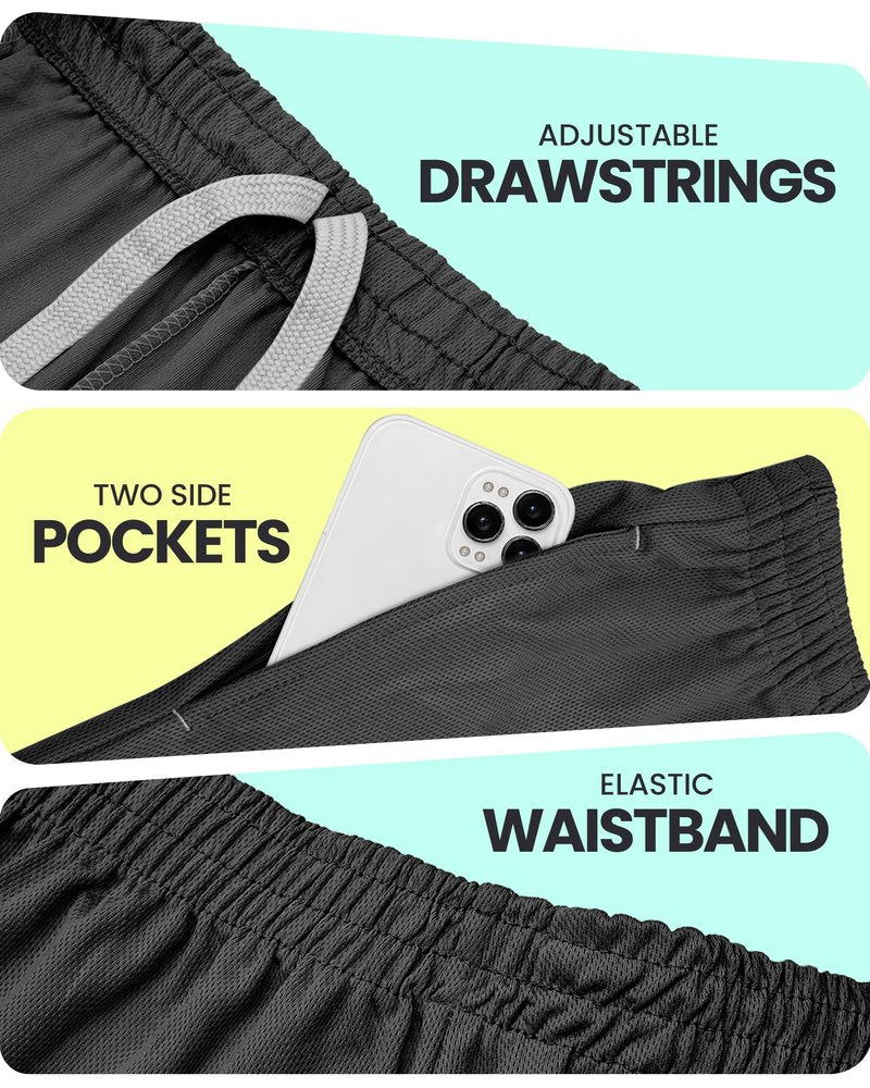 NY Threads Men's Athletic Shorts Quick Dry Loose-Fit Lightweight Running Workout Gym Shorts with Pockets, Small, Dark Grey