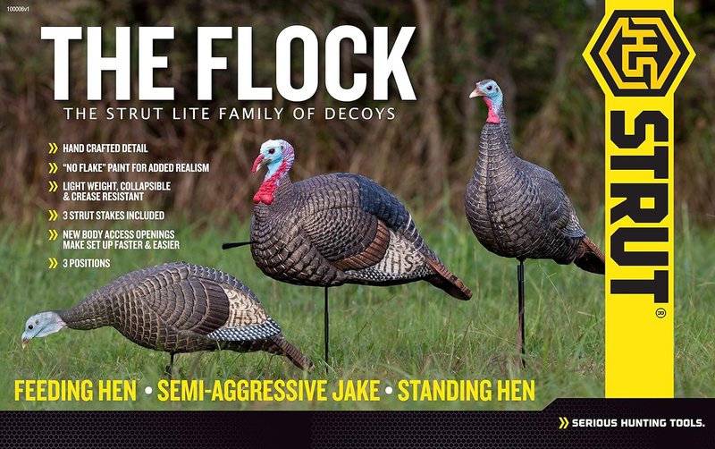 Turkey Decoys 3-Pack Combo Set - Realistic Flock Jake & Feeding Hen | Foldable Hollow Body