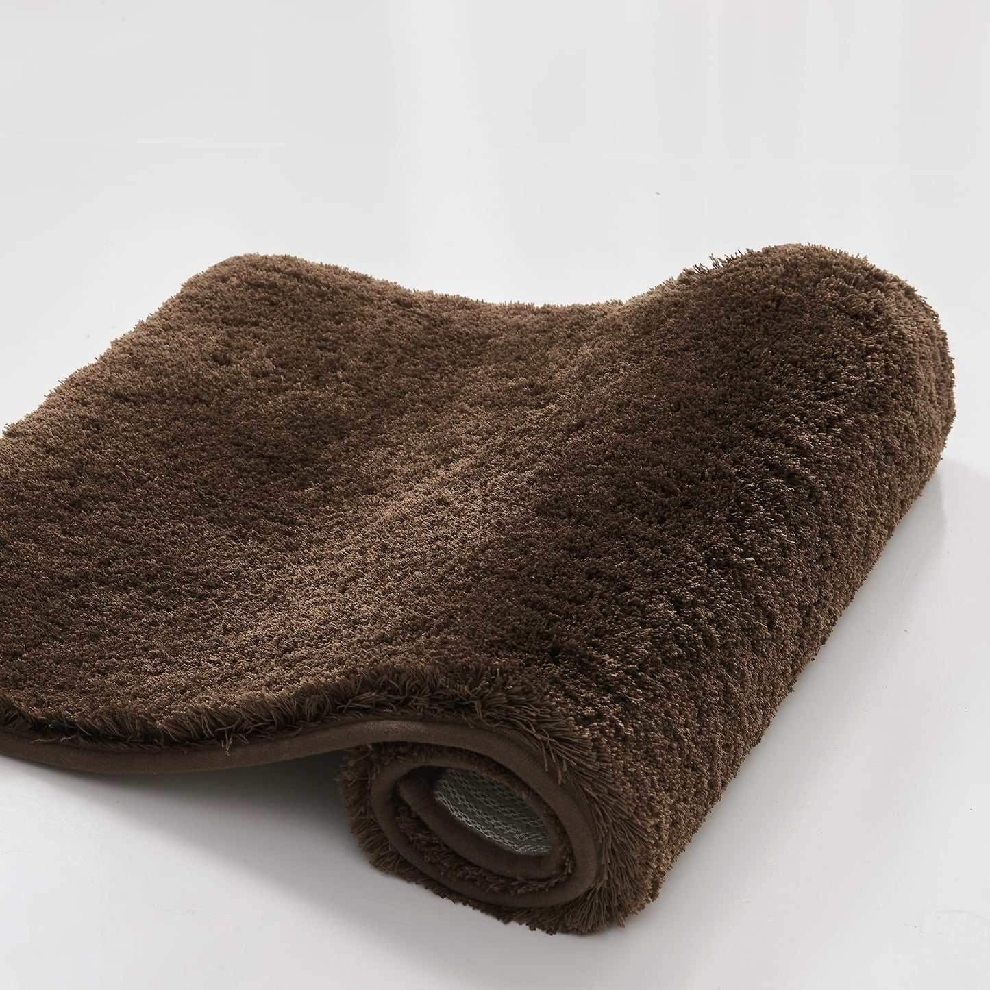 CozeCube Upgraded Shaggy Bath mat for Bathroom Non Slip 15.7" X 23.6", Super Soft Quick Dry Bath Rugs, Fluffy Plush Bathroom Rugs Machine Washable, Dark Brown