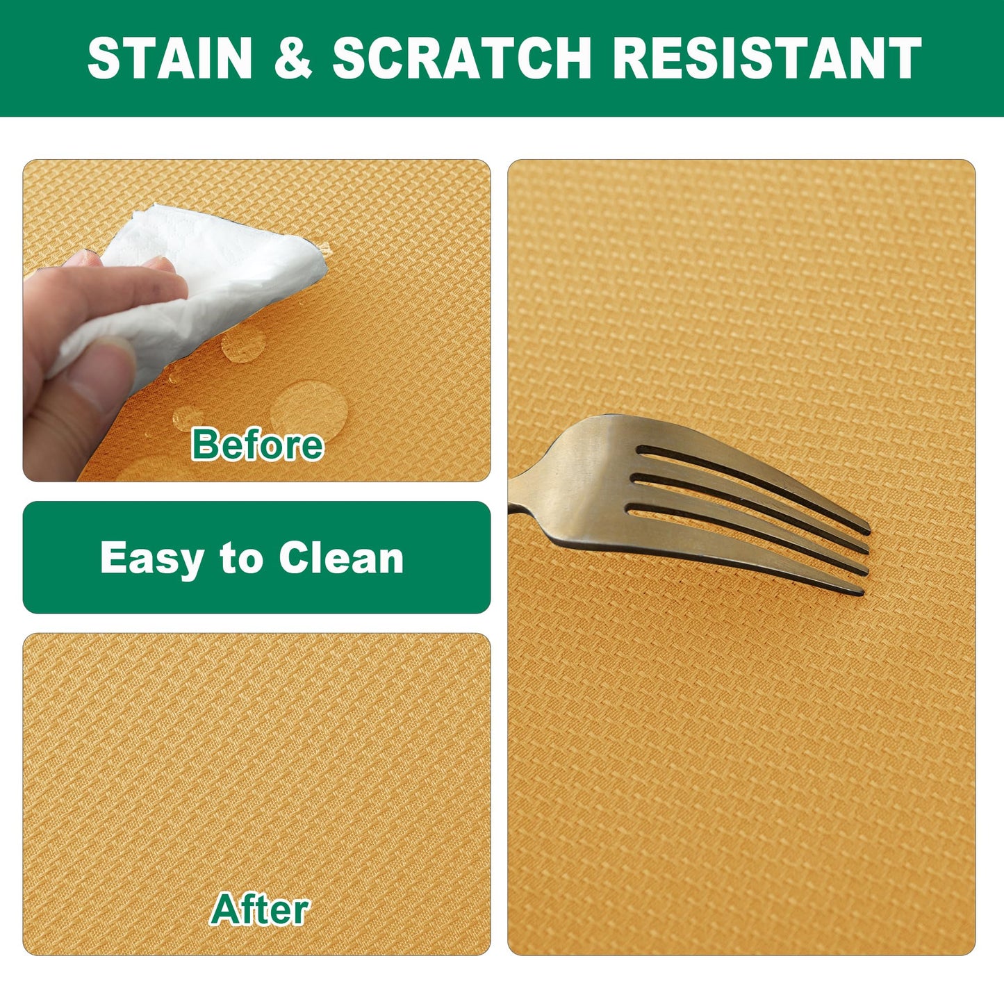 Biscaynebay Fall Tablecloth Textured Fabric 70x120 Inch Rectangular, Fall Gold Thanksgiving Autumn Harvest Water Resistant Fabric Tablecloths for Kitchen, Dining, Wedding, Parties Machine Washable