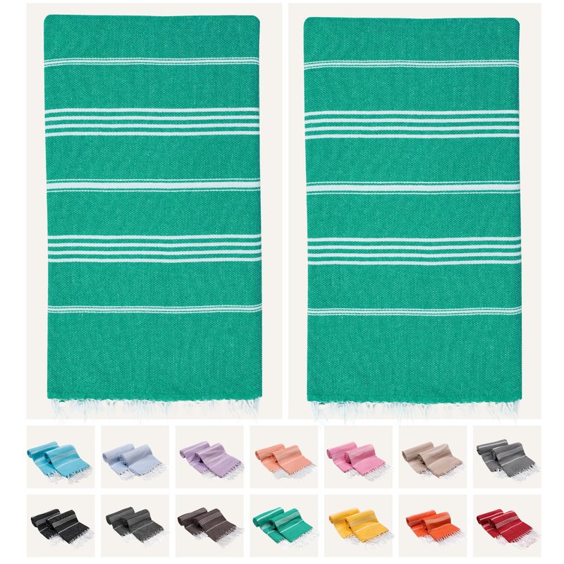 2 Pack The Turkish Beach Towel 40x72 Inches, Oversized 100% Cotton Sand Free Lightweight Absorbent Quick-Dry Beach Blanket, Extra Large Turkish Bath Towels for Travel and Pool, Yoga