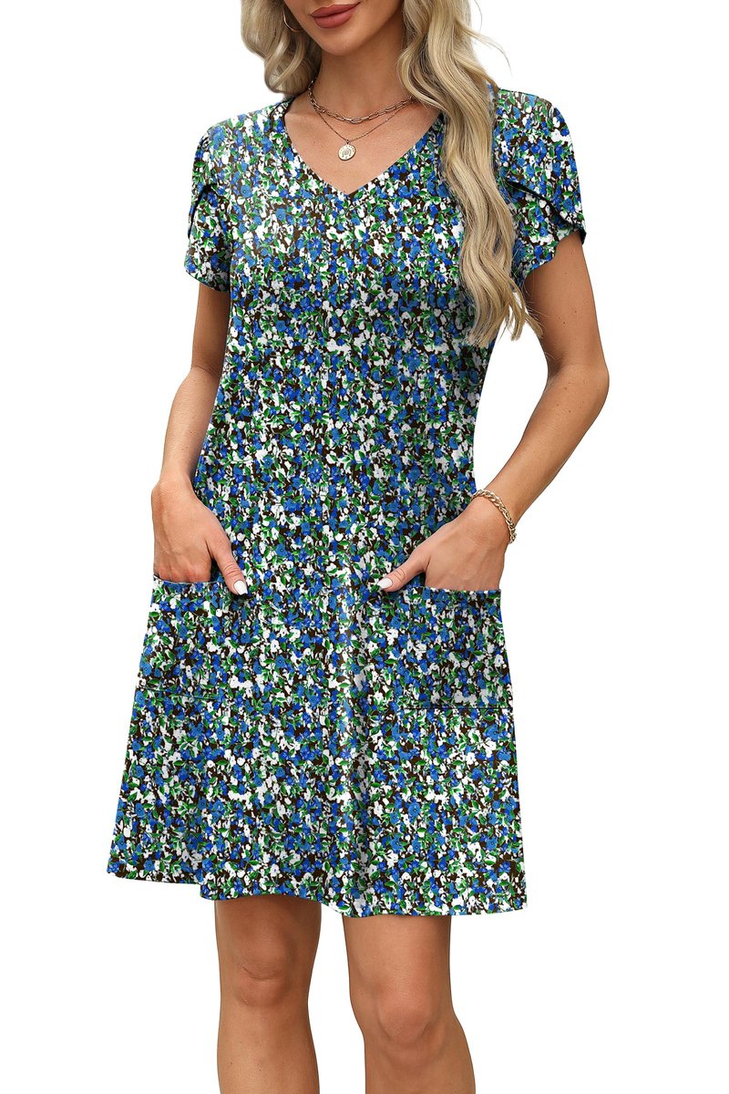 OFEEFAN Spring Dresses for Women 2026 Summer Tshirt Dress Flowy Sundresses Beach Vacation Clothes Cruise Outfits Print 03 L