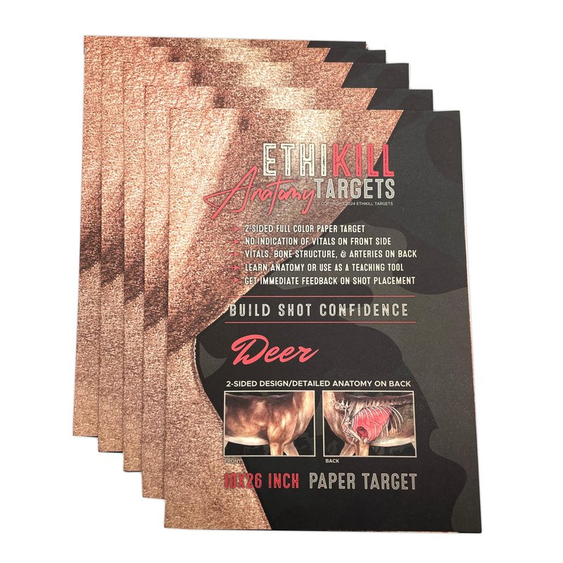Deer Target 2-Sided Paper Range Targets (5pack) 18" x 26" for Archery & Rifle Hunters | Realistic Educational Anatomy Illustration by EthiKill…