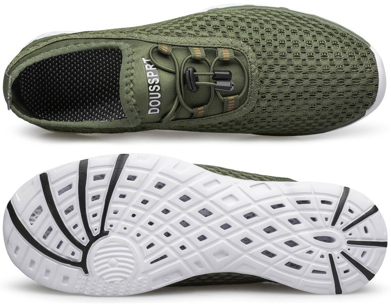 DOUSSPRT Men's Water Shoes Quick Drying Sports Aqua Shoes DarkGreen Size 11