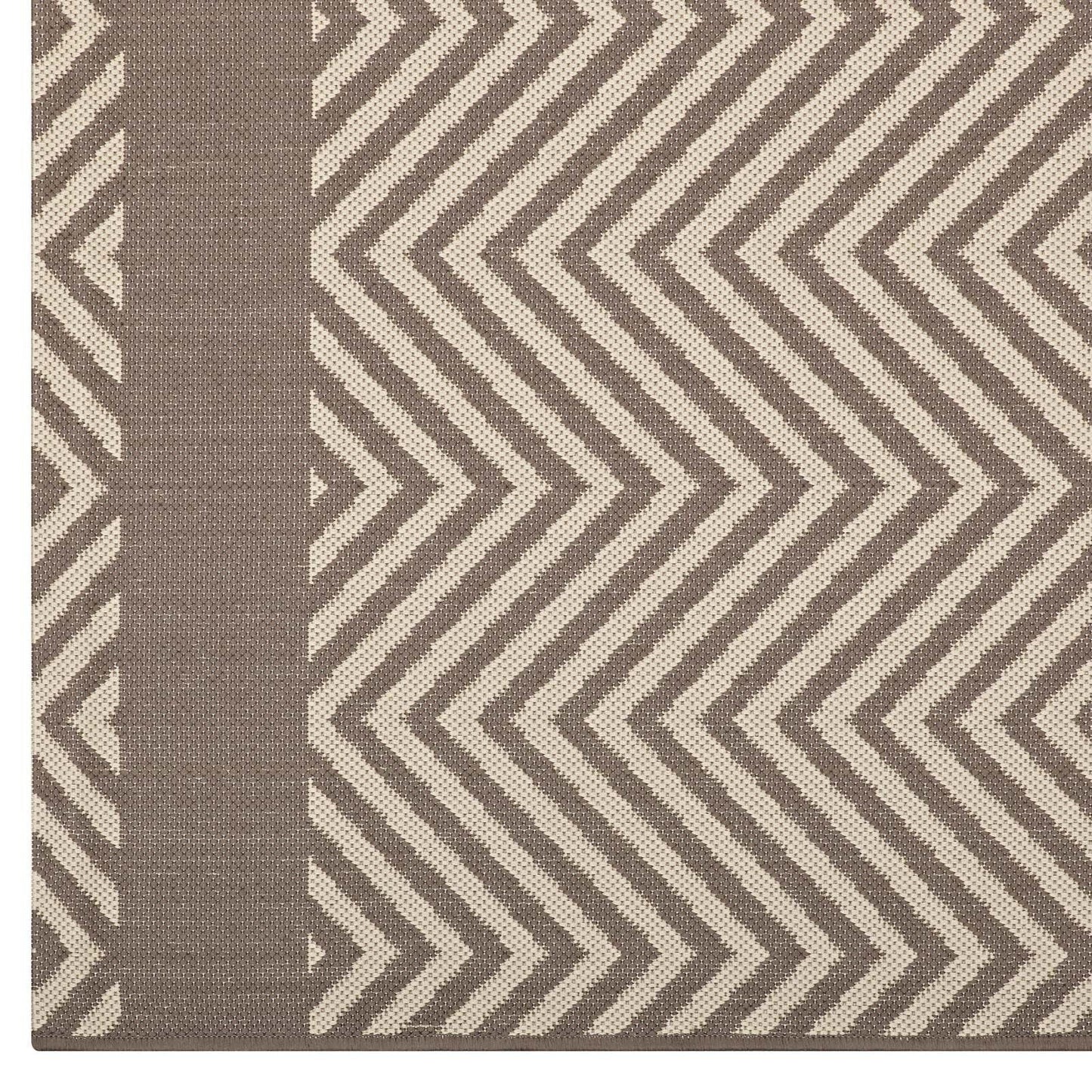 Modway Optica Chevron With End Borders 8x10 Indoor and Outdoor In Light and Dark Beige