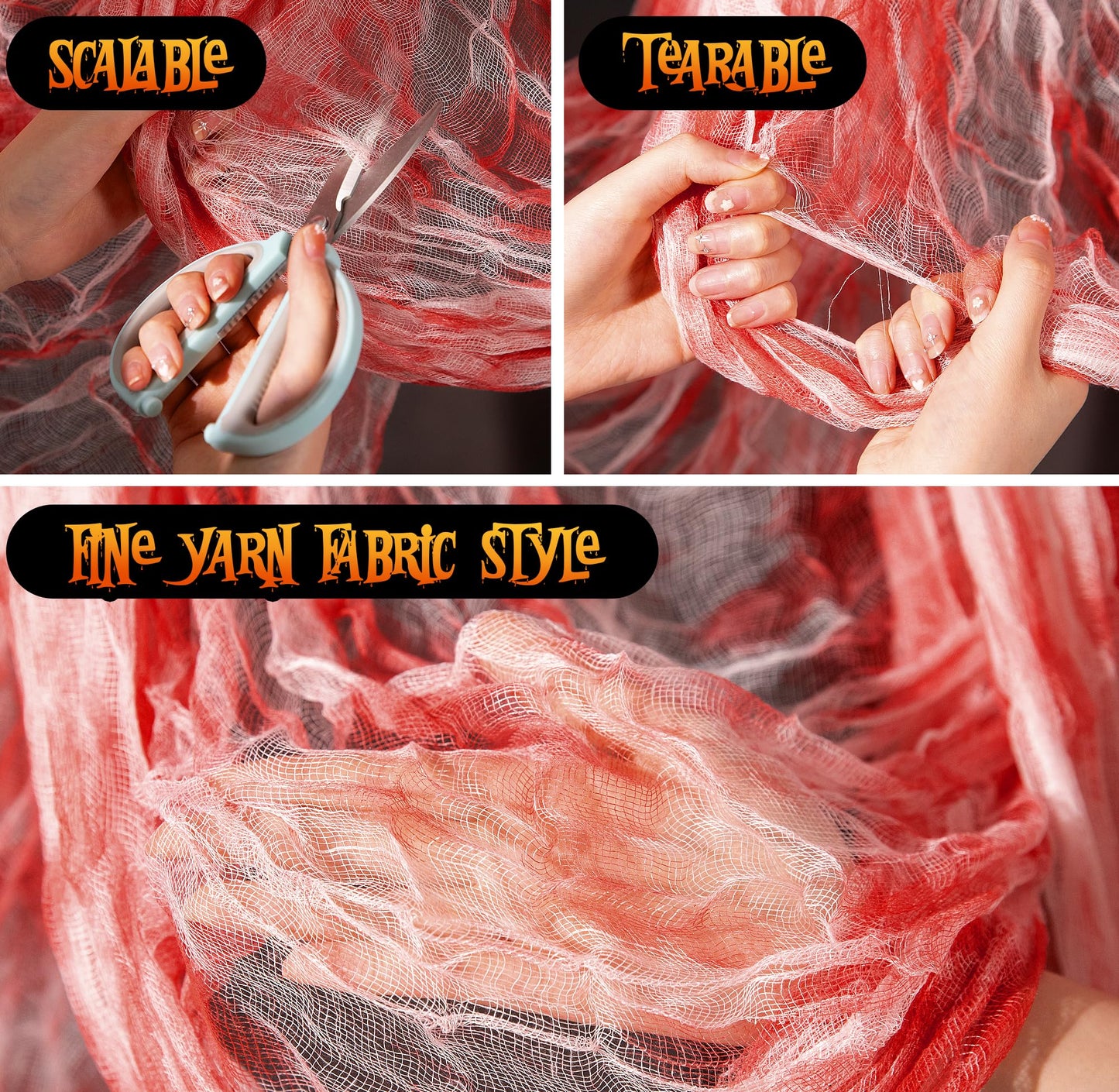 197" x 85" Halloween Creepy Cloth - Halloween Spooky Fabric Cloth - Scary Gauze Blood Creepy Cloth for Haunted House Halloween Party Yard Wall Doorway Outdoors Decoration