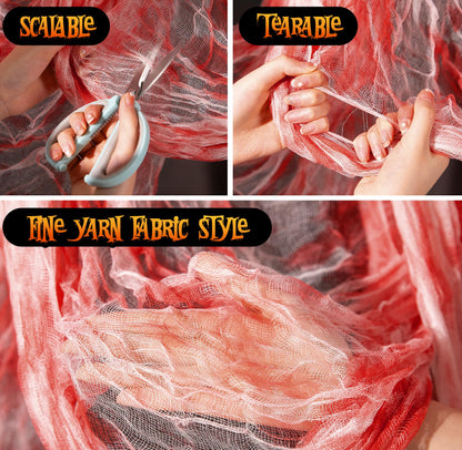 197" x 85" Halloween Creepy Cloth - Halloween Spooky Fabric Cloth - Scary Gauze Blood Creepy Cloth for Haunted House Halloween Party Yard Wall Doorway Outdoors Decoration