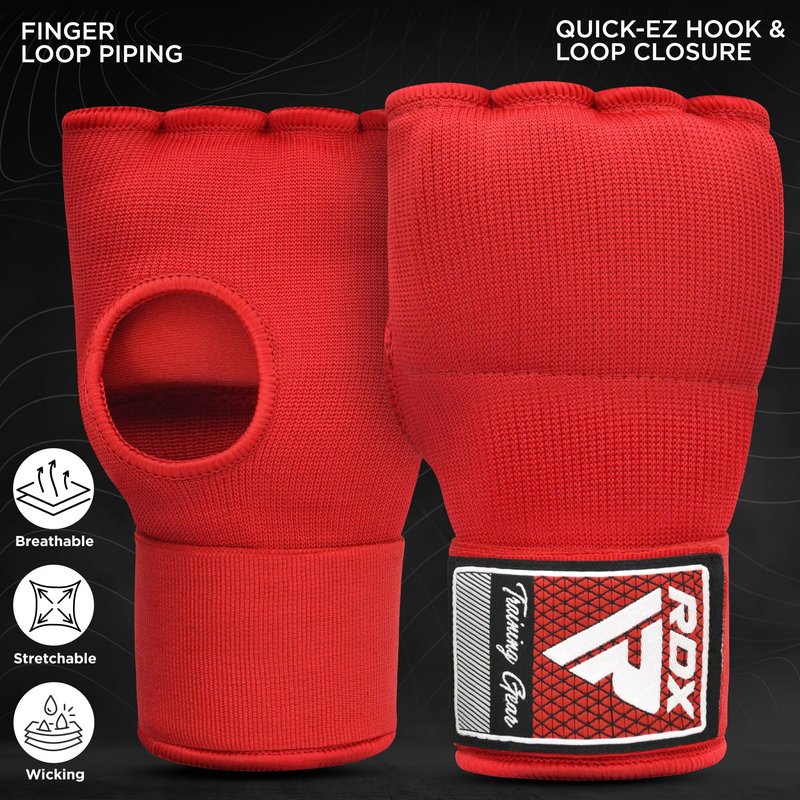 RDX Training Boxing Inner Gloves Hand Wraps MMA Fist Protector Bandages Mitts,Red,Small