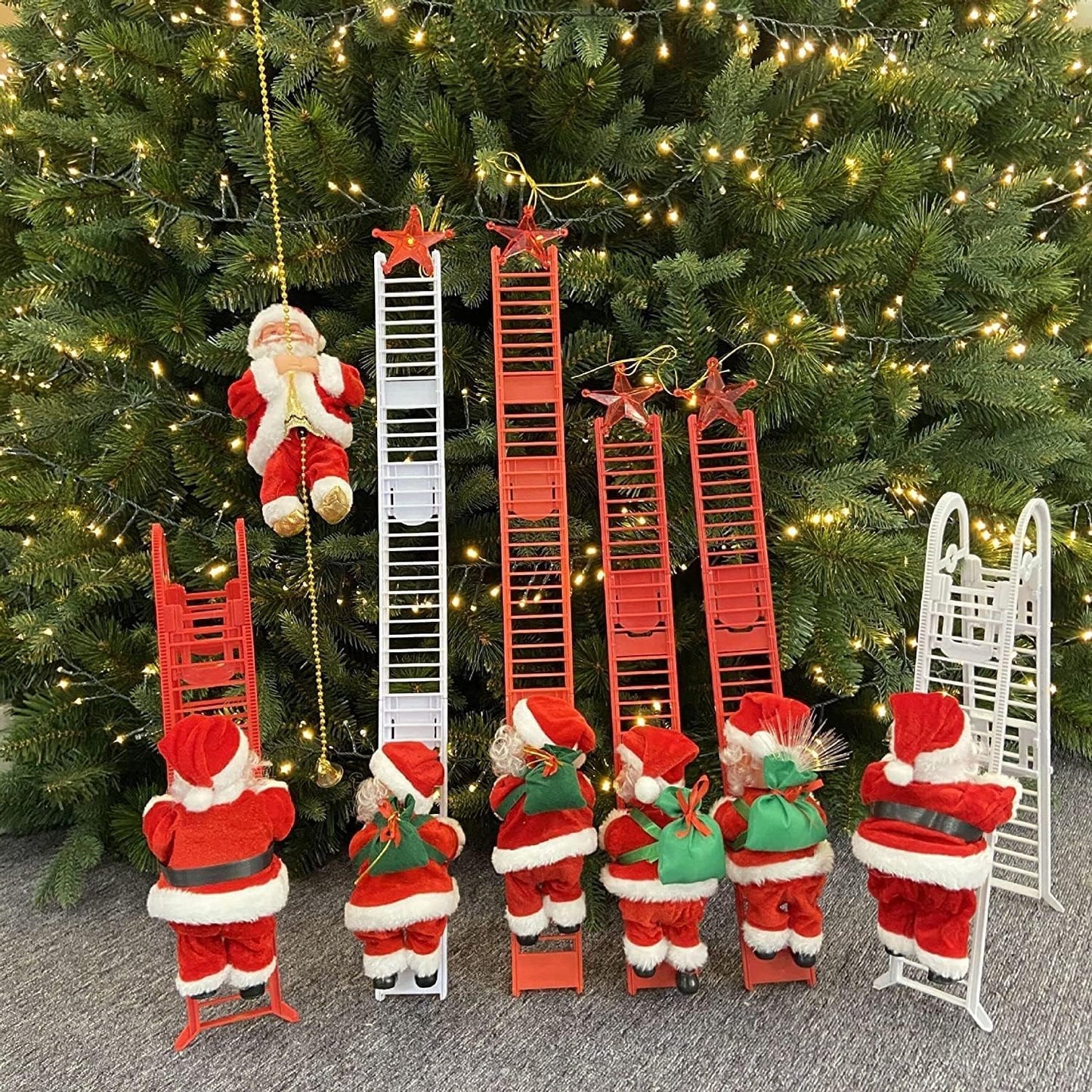 Santa Claus Musical Climbing Rope, Electric Christmas Climbing Santa Rope Decoration Climbing Santa Claus Doll Toy with Christmas Music, Climbing Santa Rope for Home Party Wall Tree Holiday Decoration