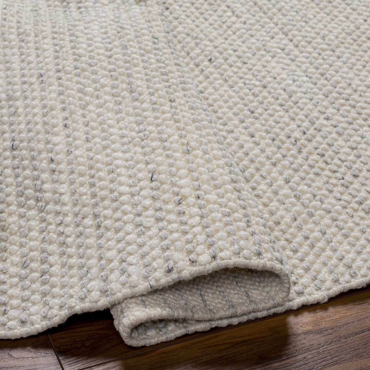 Hauteloom Fadia Recycled Material Area Rug - Border Chevron Zig Zag Plain - Contemporary Modern Minimalist Farmhouse Scandinavian - Light Gray, Cloud Gray, Eggplant, Cream, Beige - 2' x 3'