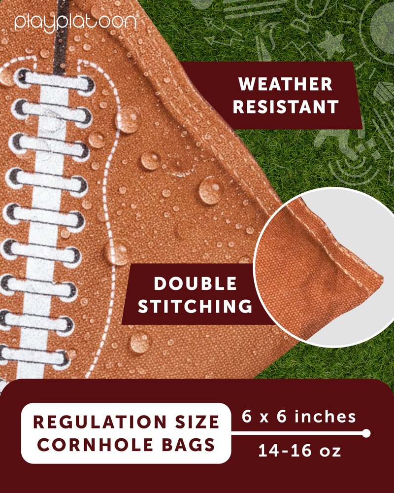 Play Platoon Weather Resistant Cornhole Bags - Set of 8 Regulation Corn Hole - Dark Brown & Light Brown - Durable Duck Cloth Corn Hole for Tossing Game, Includes Tote Bag