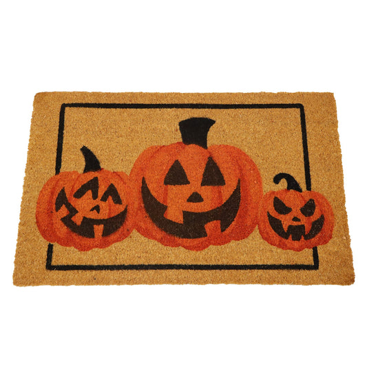 JOYIN Halloween Decoration Pumpkin Patterned Doormat, 30”x 17” Non Slip Natural Coir Front Door Mat Doorway Rugs, Trick or Treat Outside Indoor Decor