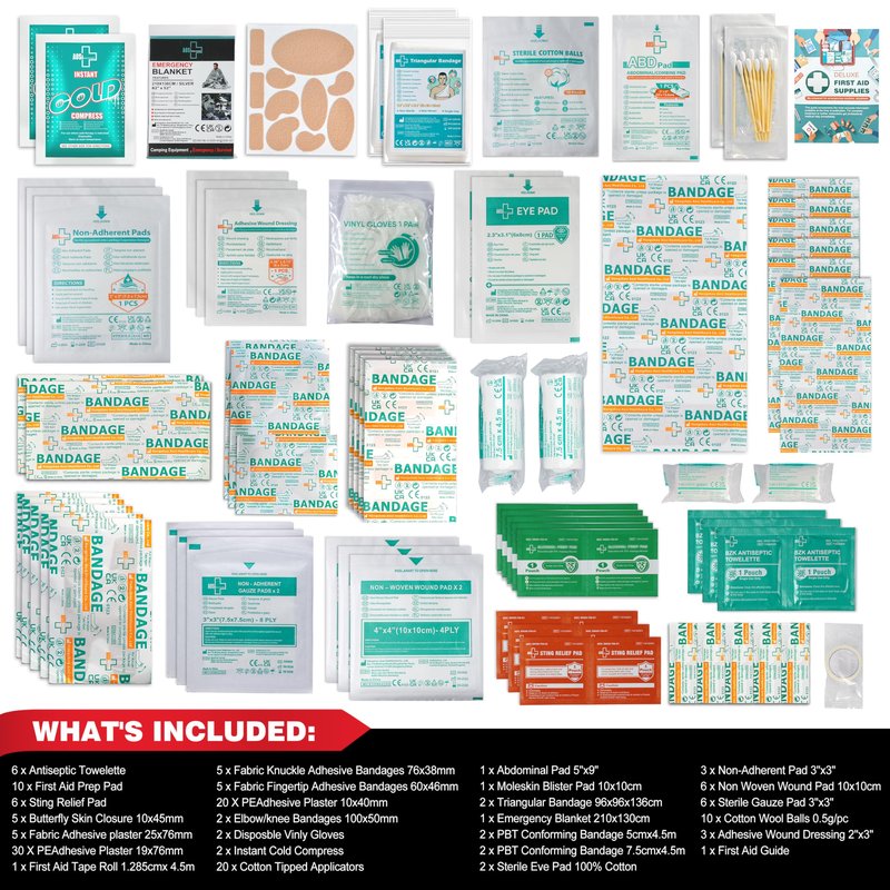 General Medi 160 Piece First Aid Kit Bag Refill Kit - Includes Instant Cold Pack, Bandages,Emergency Blanket, Moleskin Pad, Gauze - Extra Replacement Medical Supplies for First Aid