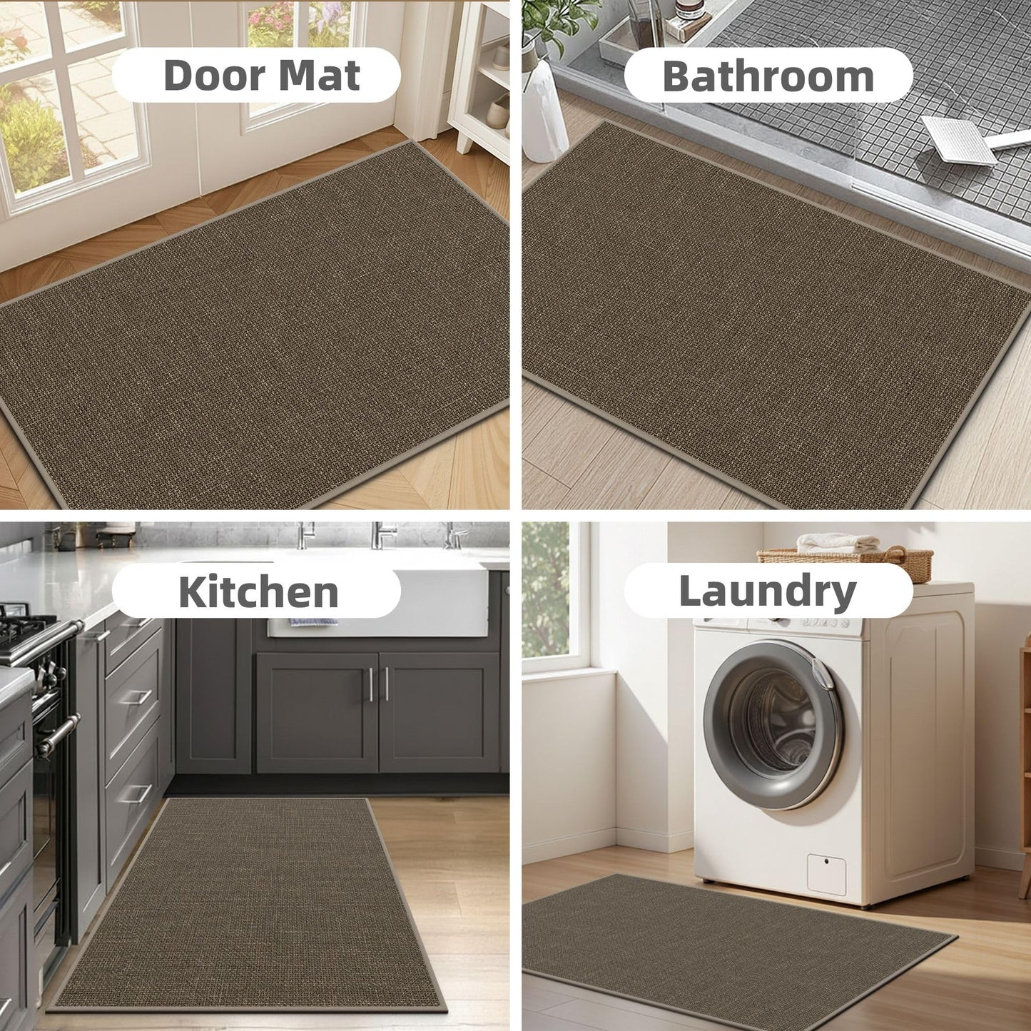 StepAura Indoor Door Mats 32"x47" Door Mat Indoor Entrance Resist Dirt Inside Washable Non Slip Entry Rugs for Entryway, Brown