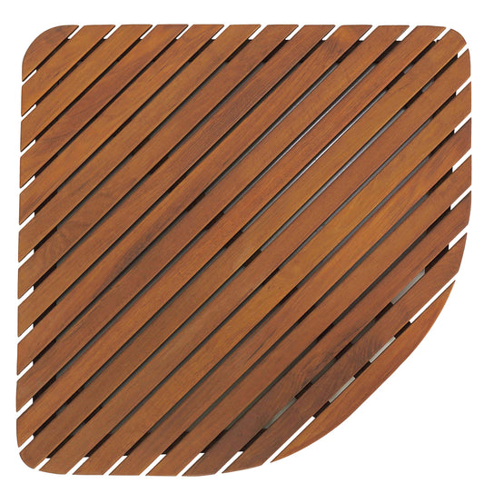 Bare Decor Dania Corner Shower Spa Mat, 24 by 24-Inch, Solid Teak Wood and Oiled Finish