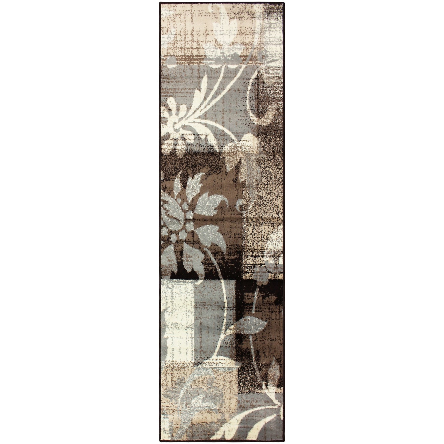 Superior Indoor Area Runner, Jute Backed, Perfect for Hallway, Entryway, Office, Living/ Dining Room, Bedroom, Kitchen, Floor, Modern Floral Decor, Pastiche Collection, 2' 7" x 8', Beige