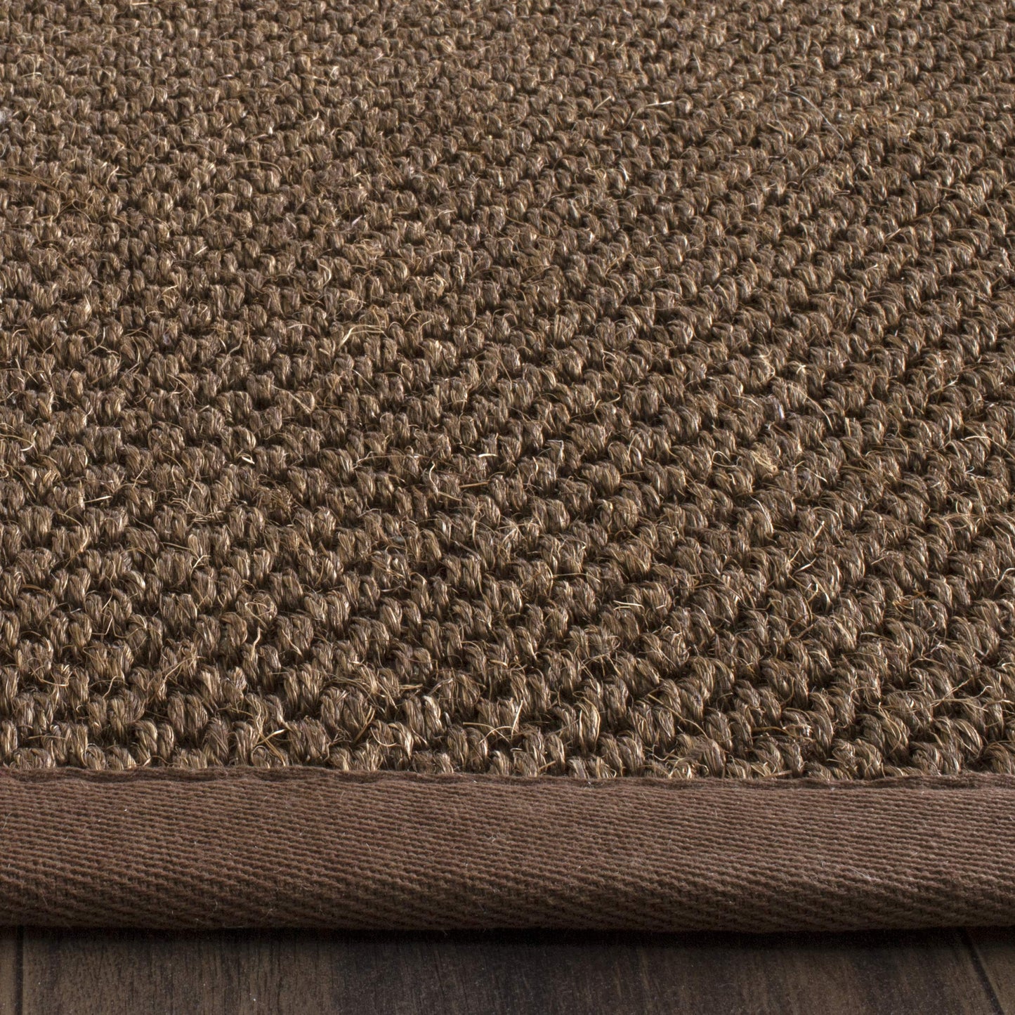 SAFAVIEH Area Rug 6' Square - Natural Fiber Collection - Brown, Sisal, Woven Design with Border (NF443D)