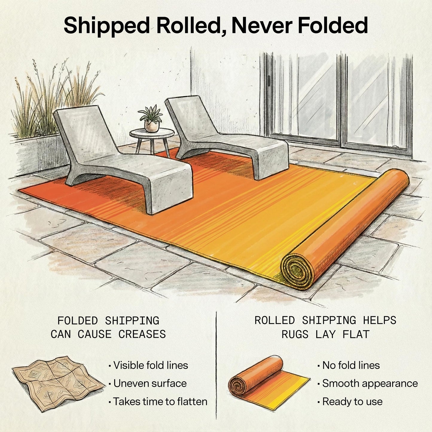 Fab Habitat Ombre Outdoor Rug - Waterproof, Fade Resistant, Crease-Free, Reversible - Premium Recycled Plastic - Patio Porch Balcony Deck - Big Sur Sunset - 8x10 ft