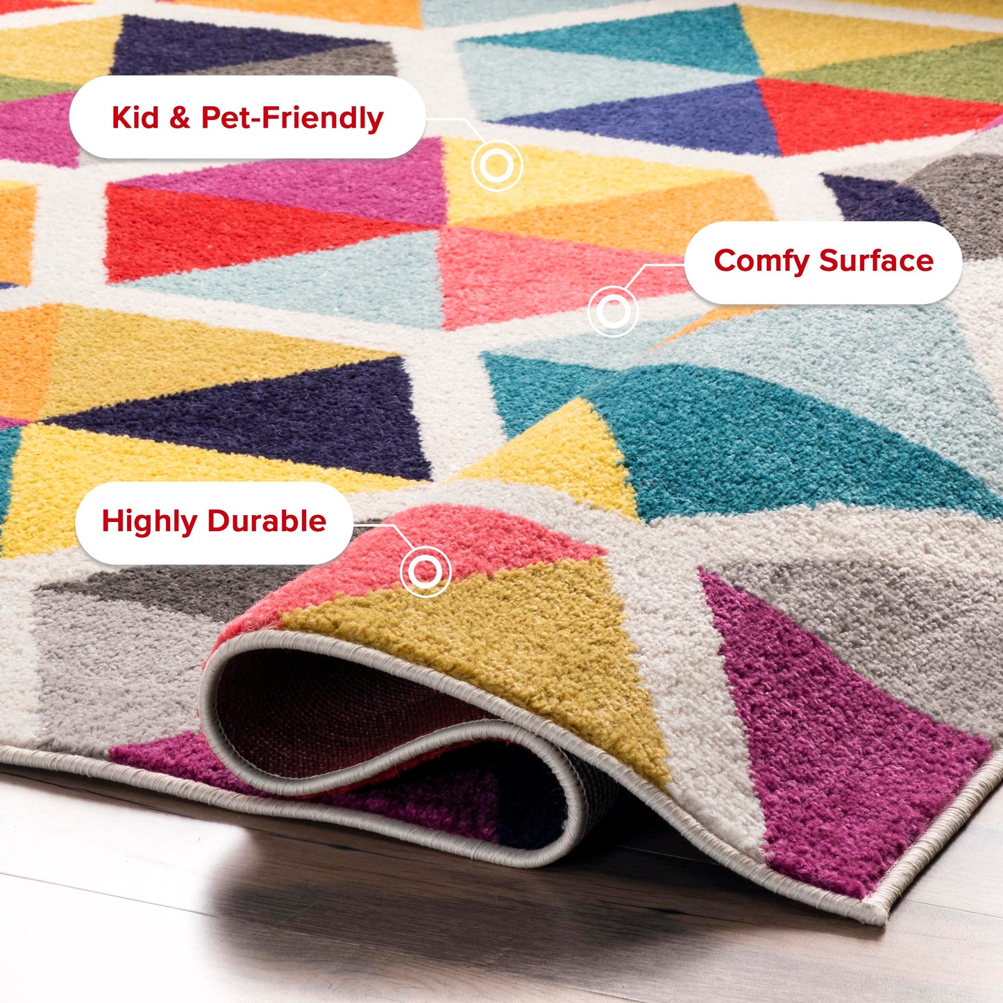 Nuloom Maris Multicolor/Ivory, 4'1" x 6', Geometric, Soft and Cozy, High Traffic, Stain Resistant, Easy Clean, Durable Area Rug for Bedroom, Living Room, Dining Space, Den, Foyer, Entryway
