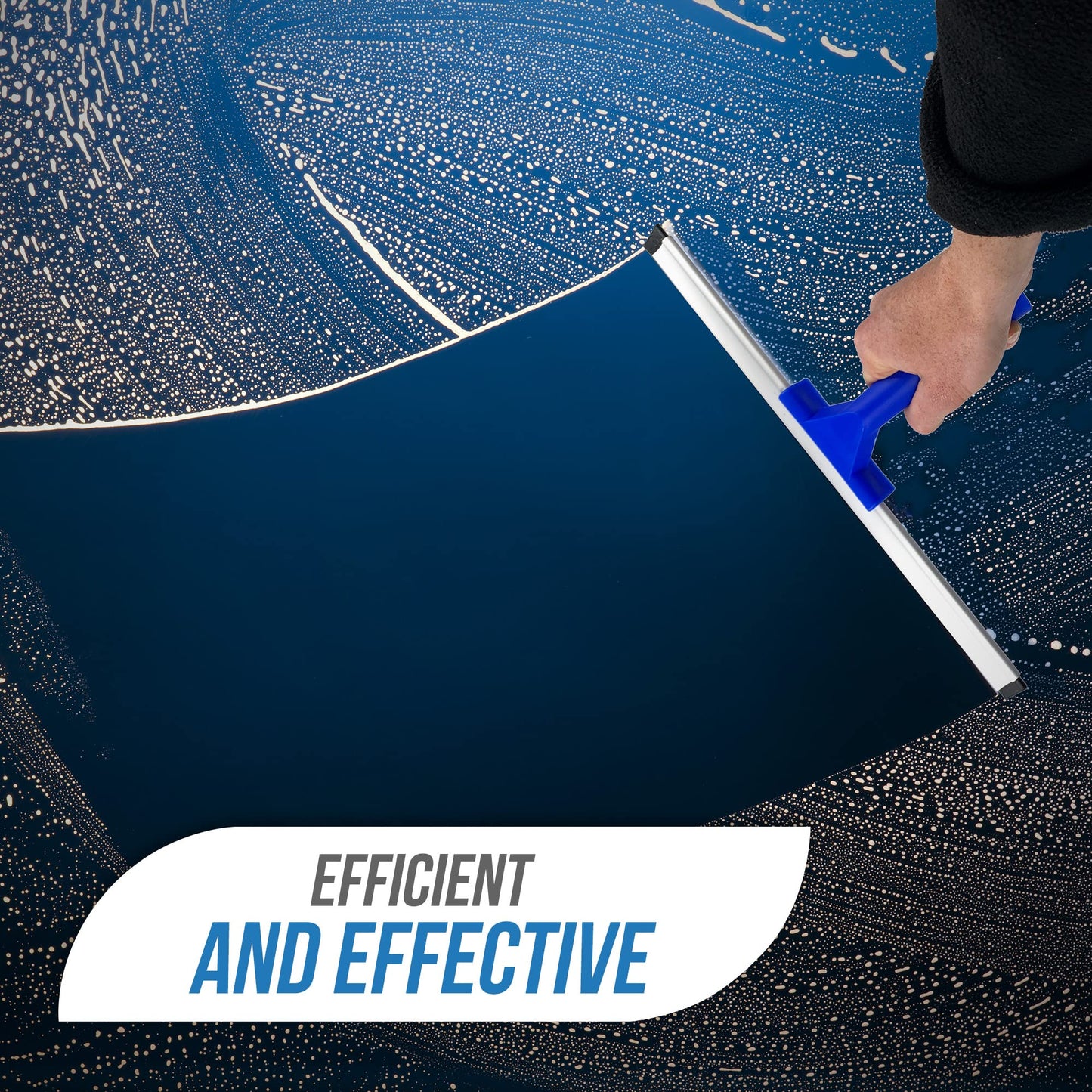 Rubber Squeegee Window Cleaner and Microfibre Glass Wiper, Twin Pack 14” Multipurpose Professional Cleaning Kit for Window, Car, Bathroom & Shower