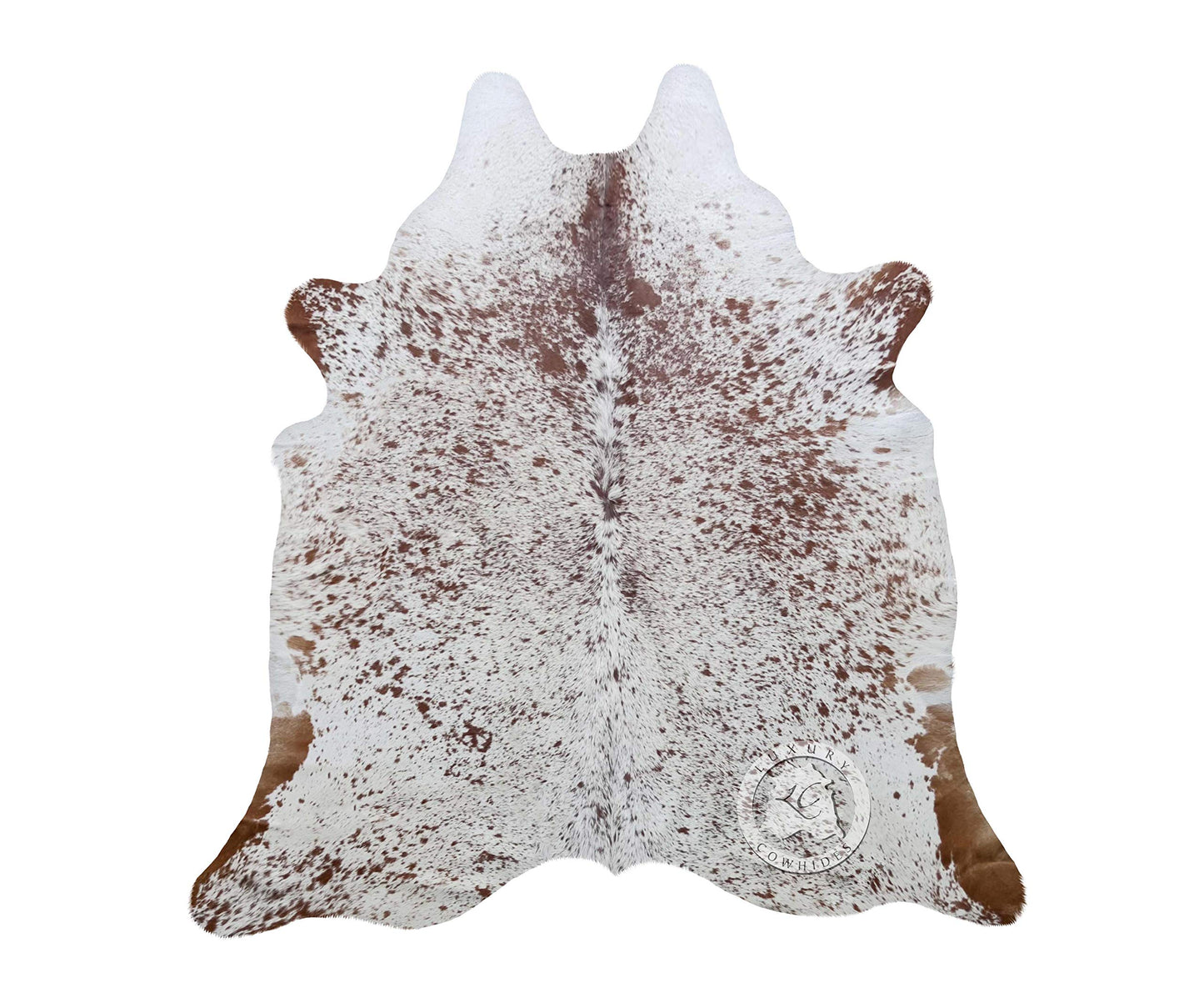 Sunshine Cowhides 100% Genuine Salt and Pepper Brown and White Cowhide Rug - Modern Style Animal Skin Rug & Floor Carpet for Living Room, Bedroom, Kitchen & More - Large (6x6-7ft)