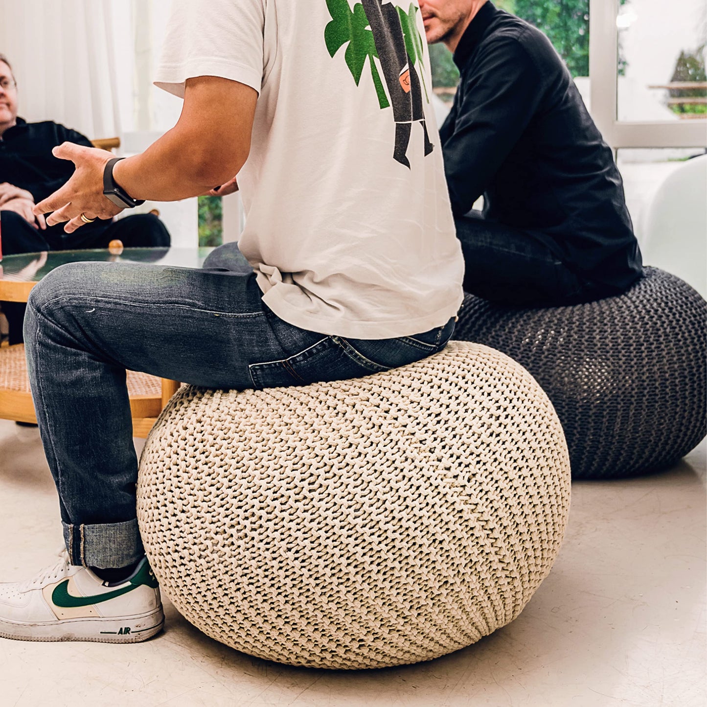 ART pinecone Yoga Ball Chair Cover - Cotton Rope Cover for Exercise, Birthing, Stability, Fitness, Balance, Pilates Ball (65 cm/26" Off White)