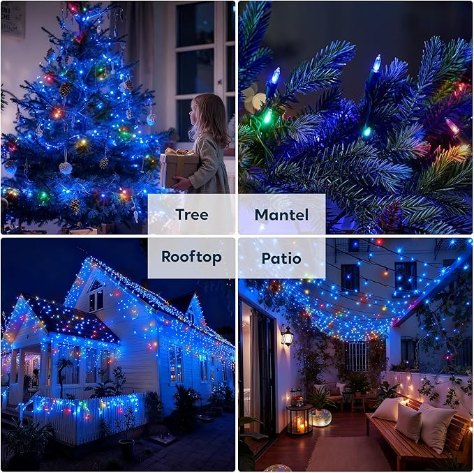 Joiedomi Blue LED Christmas String Lights,100 Count Mini Fairy Light with 26.4 FT Green Wire,Lighting Decor for Indoor Outdoor Patio Dorm Classroom Bedroom Holiday Festival