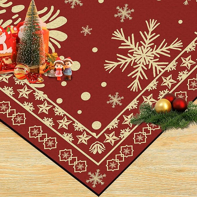 4' X 6' Christmas Rug Snowflake Area Rugs for Living Room Bedroom Indoor Entryway Laundry Nursery Dorm Xmas Carpet for Kids Girls Women Floor Mat Pad Doormat Vintage