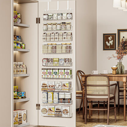 JKsmart 6-Tier Spice Rack Organizer with Door Hook, Wall Mounted & Over the Door Spice Racks for Kitchen Pantry Door Cabinet, Two Size, Large Capacity, Black