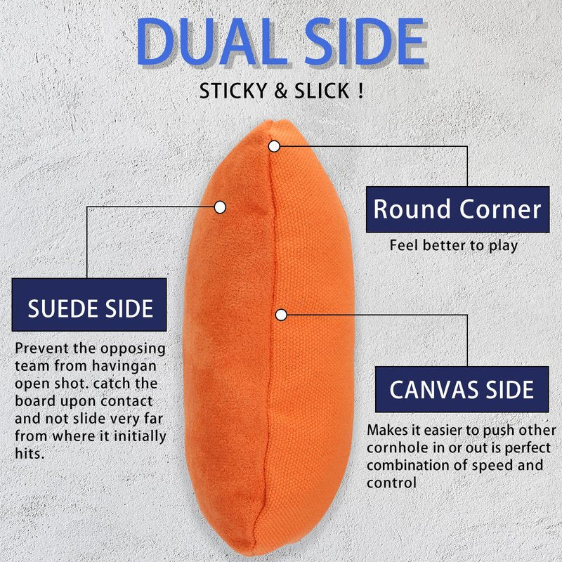 EunHo Regulation Cornhole Bags Set of 8 - Dual Sided Slick and Stick Cornhole Bean Bag for Tossing Game Professional All Weather Pro Corn Hole Bags with Tote Bag (Blue/Orange)