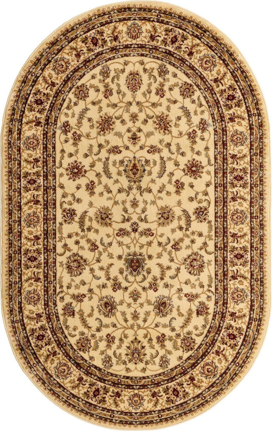 Unique Loom Voyage Collection Traditional Oriental Classic Area Rug (5' 0 x 8' 0 Oval, Ivory/Gold)