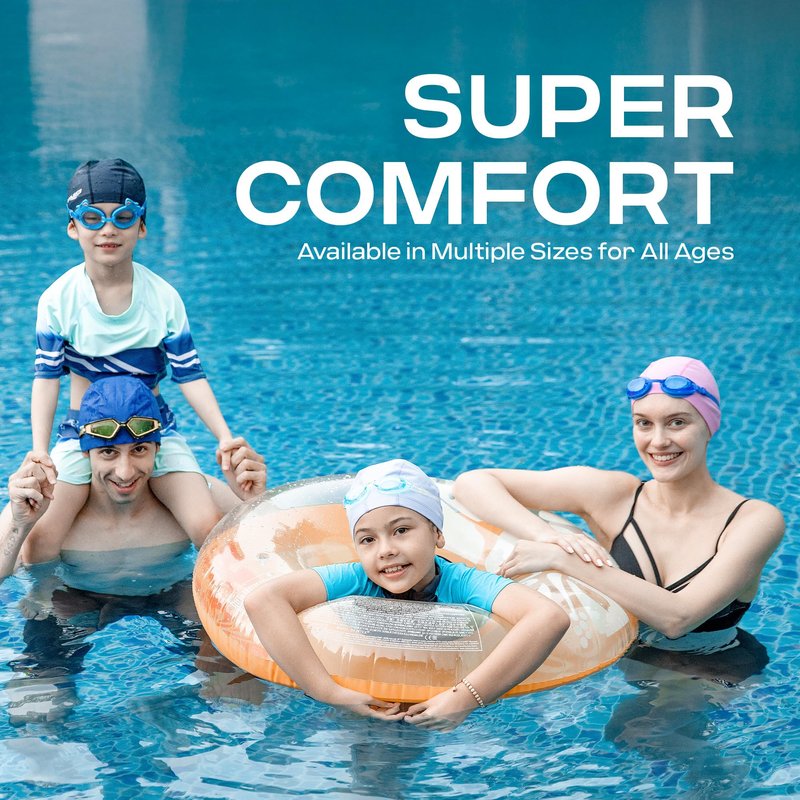 COOLMATE Fabric Swim Cap for Kid 3 4 6 8 14 16, Silicone Water Resistant Layer, Cloth Swim Cap Gifts for Swimmers, Lightweight for Pool, Lap Swimming (1 pc) (Legend Ink, S)