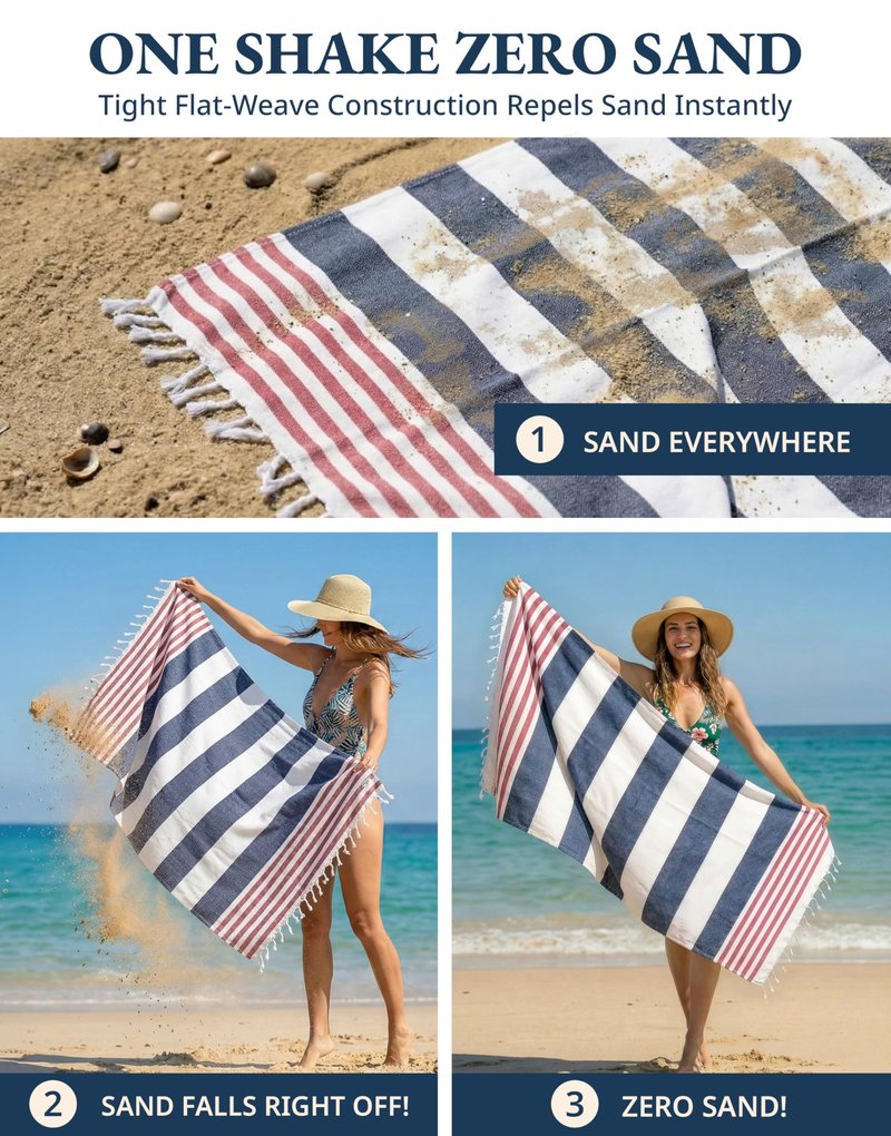 LANE LINEN Oversized Beach Towels 4 Pack - Extra Large, Absorbent & Quick Dry, No Sand, Pool Towels for Adults, 39"x71" - Multi