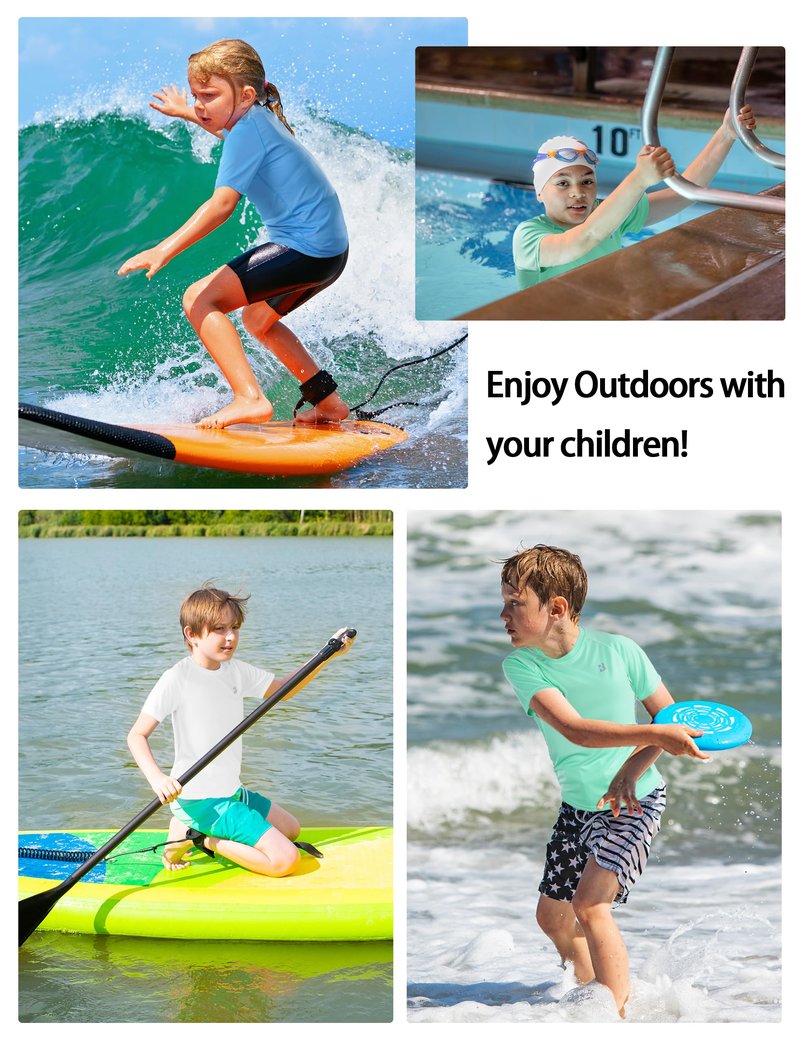 Roadbox Boys Rash Guard Swim Shirt, 2Pack UPF 50+ Sun Protection Short Sleeve, Quick Dry Rashguard Water Shirt for Kids
