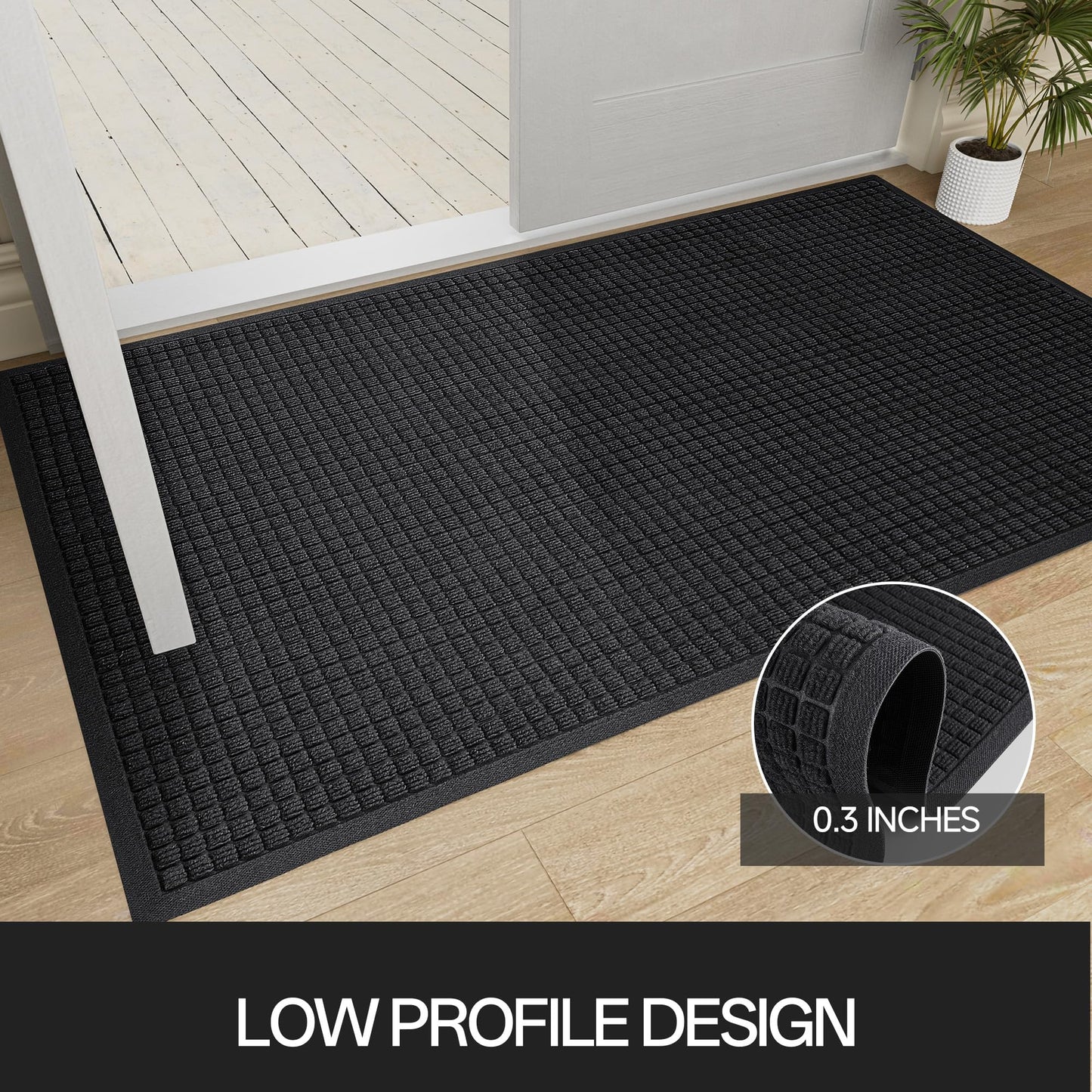 Cybstrax Front Door Mat Indoor Outdoor, 36"x60" Heavy Duty All-Weather Doormat, Non-Slip Waterproof Absorbent Commercial Floor Mat for Garage, Patio, High Traffic Areas