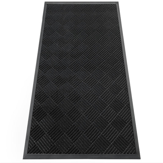 HOMEK Indoor Outdoor Door Mat, 6’x 3' Doormat for Entryway, Rubber Backing Non Slip Front Door Mat Outside Entrance, Super Absorbent Commercial Floor Mat for Home Office, Black