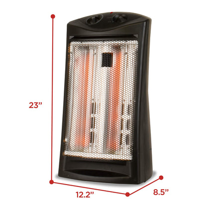 BLACK+DECKER Infrared Radiant Quartz Tower Heater, 1500W Space Heater with Adjustable Thermostat, Portable Heater with 2 Settings, Personal Heater for Home and Office, BHTI06, Black