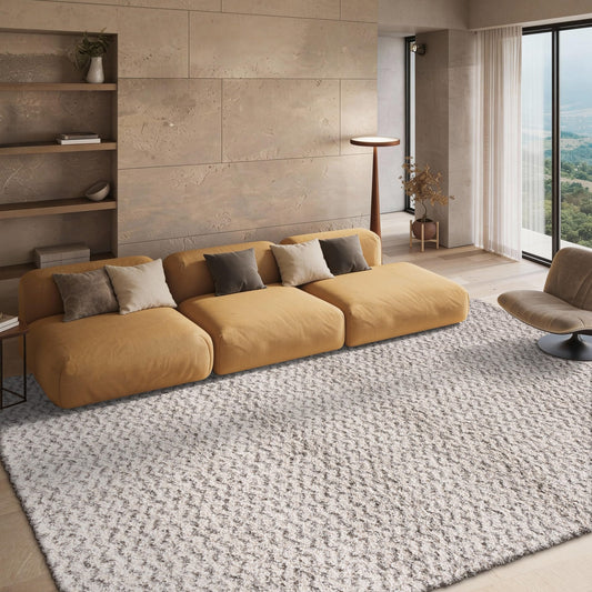 SAFAVIEH Hudson Shag Collection Area Rug - 5'1" x 7'6", Ivory & Grey, Chevron Design, Non-Shedding & Easy Care, 2-inch Thick Ideal for High Traffic Areas in Living Room, Bedroom (SGH330A)
